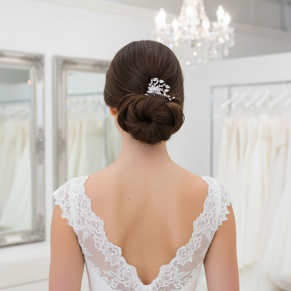 Postiche de mariée petite fleur en or - Kika