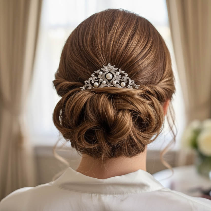 Vintage Pearl & Crystal Wedding Hair Comb - Romantic Bridal Accessory - Eleanor