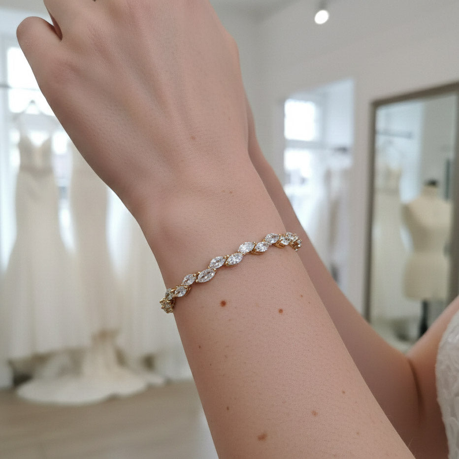 Gold Leaf Earrings and Bracelet Set-Taylor