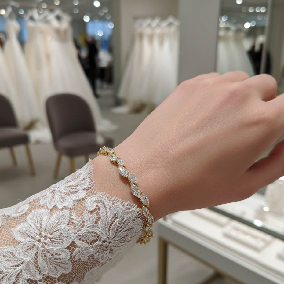 Gold Leaf Earrings and Bracelet Set-Taylor