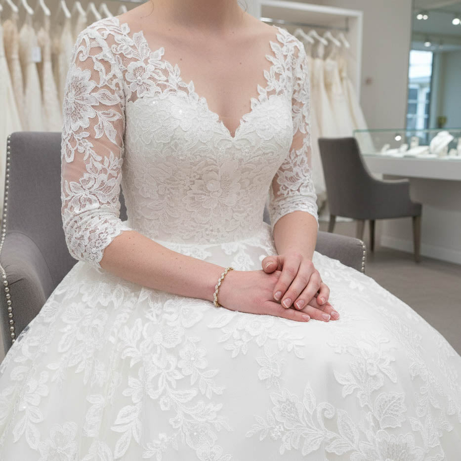 Rose Gold Wedding Bracelet With Crystal Leaf for Brides- Belle