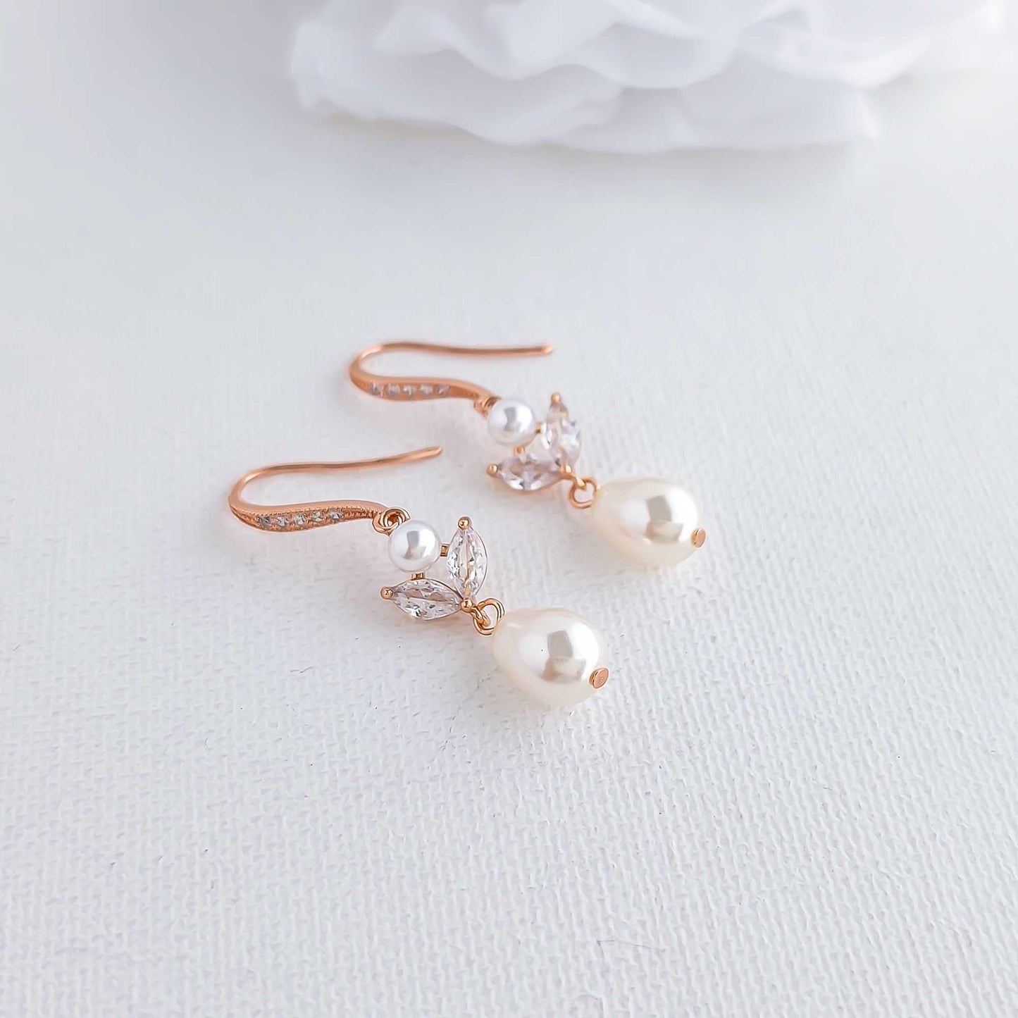 Simple Pearl Dangle Earrings for Brides-Leila