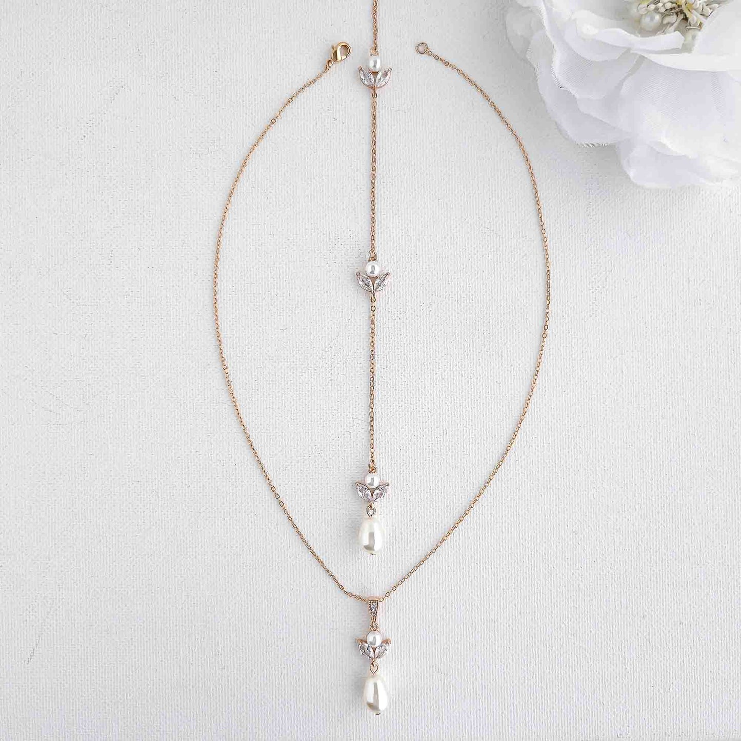 Minimalistic Wedding Necklace with Backdrop for Brides-Leila