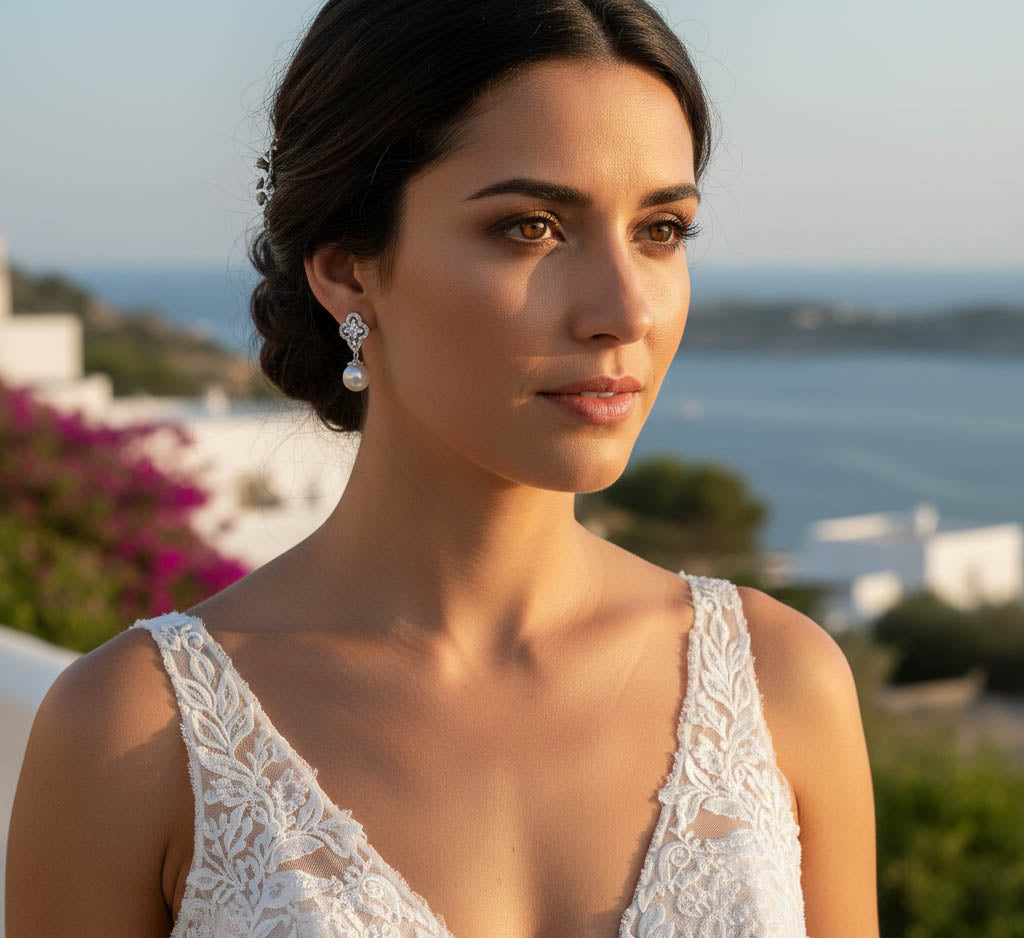 Elegant Crystal & Pearl Drop Earrings | Wedding & Special Occasion Jewelry - Linda