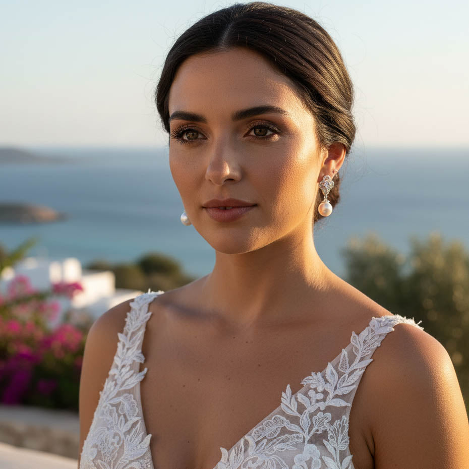 Elegant Crystal & Pearl Drop Earrings | Wedding & Special Occasion Jewelry - Linda