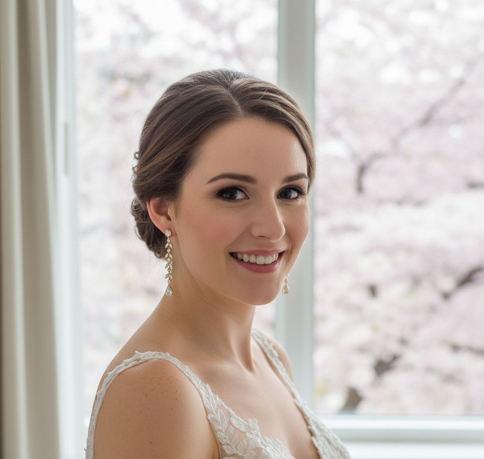 Delicate Gold Dangle Earrings for Wedding-Miranda