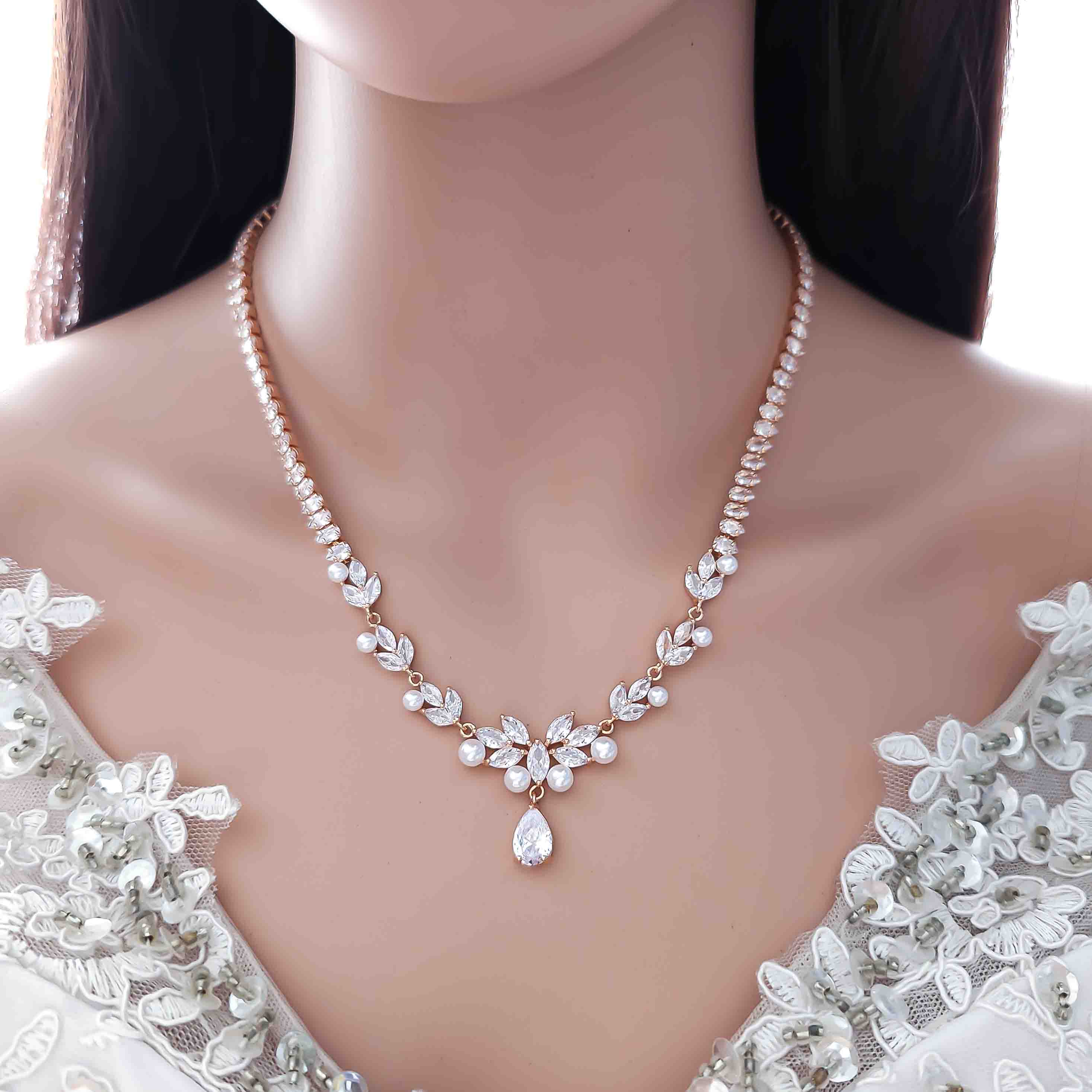 Bridal Pearl V Necklace | Vita – Honey Willow - handmade jewellery