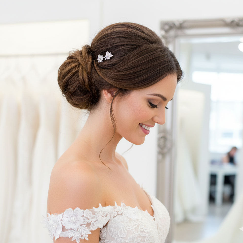 Heirloom Gold Floral Cluster Pins | Traditional Rich CZ Set for Classic Brides- Nicole