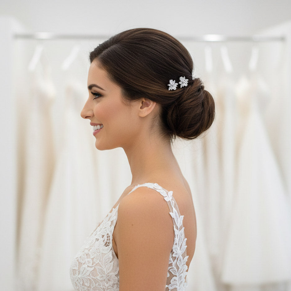 Luxury Floral Cluster Pins | Modern Rose Gold CZ Bobby Pin Set- Nicole