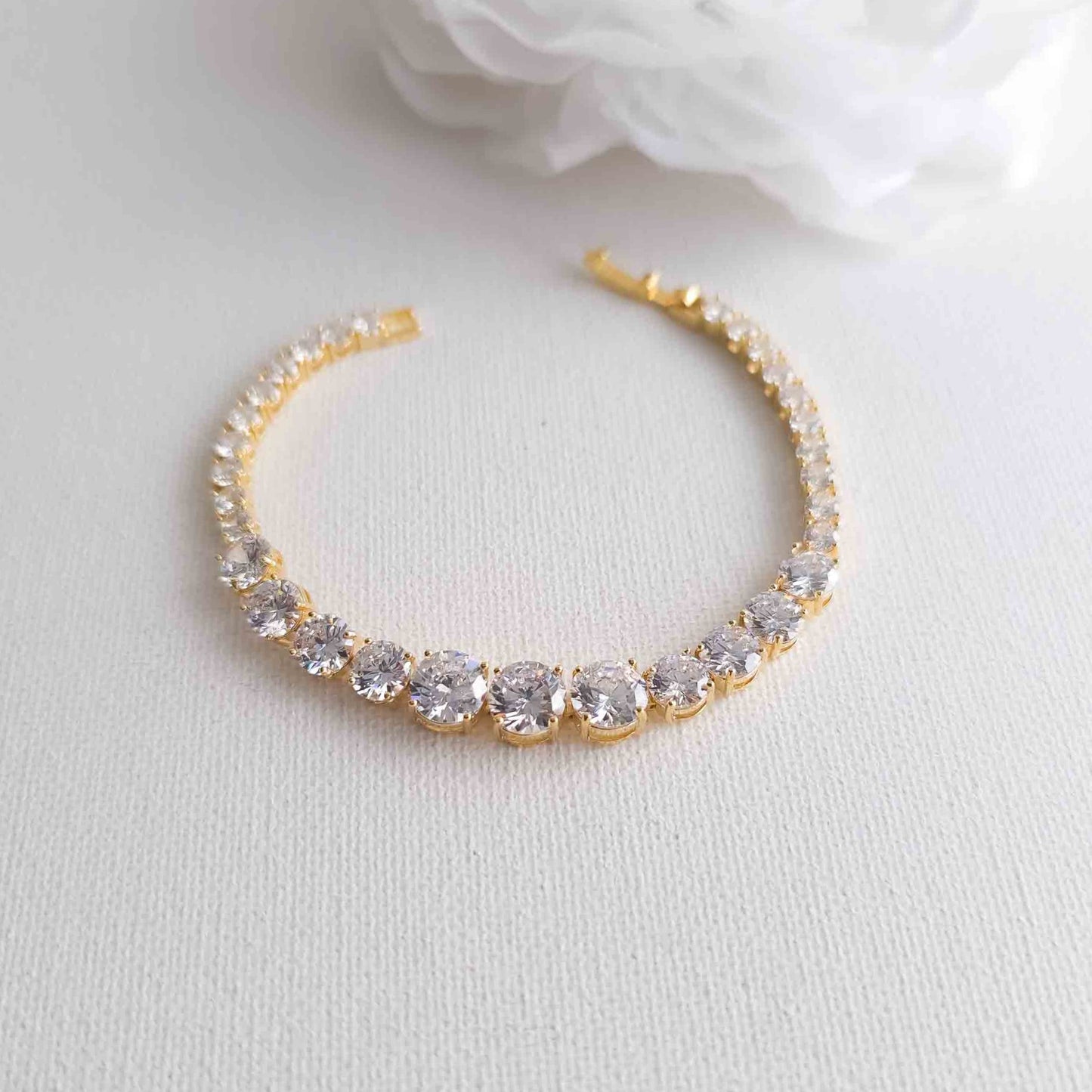 Graduated CZ Tennis Bracelet in Gold - Nora