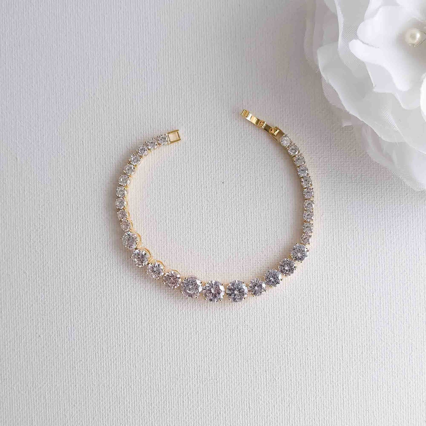 Graduated CZ Tennis Bracelet in Gold - Nora