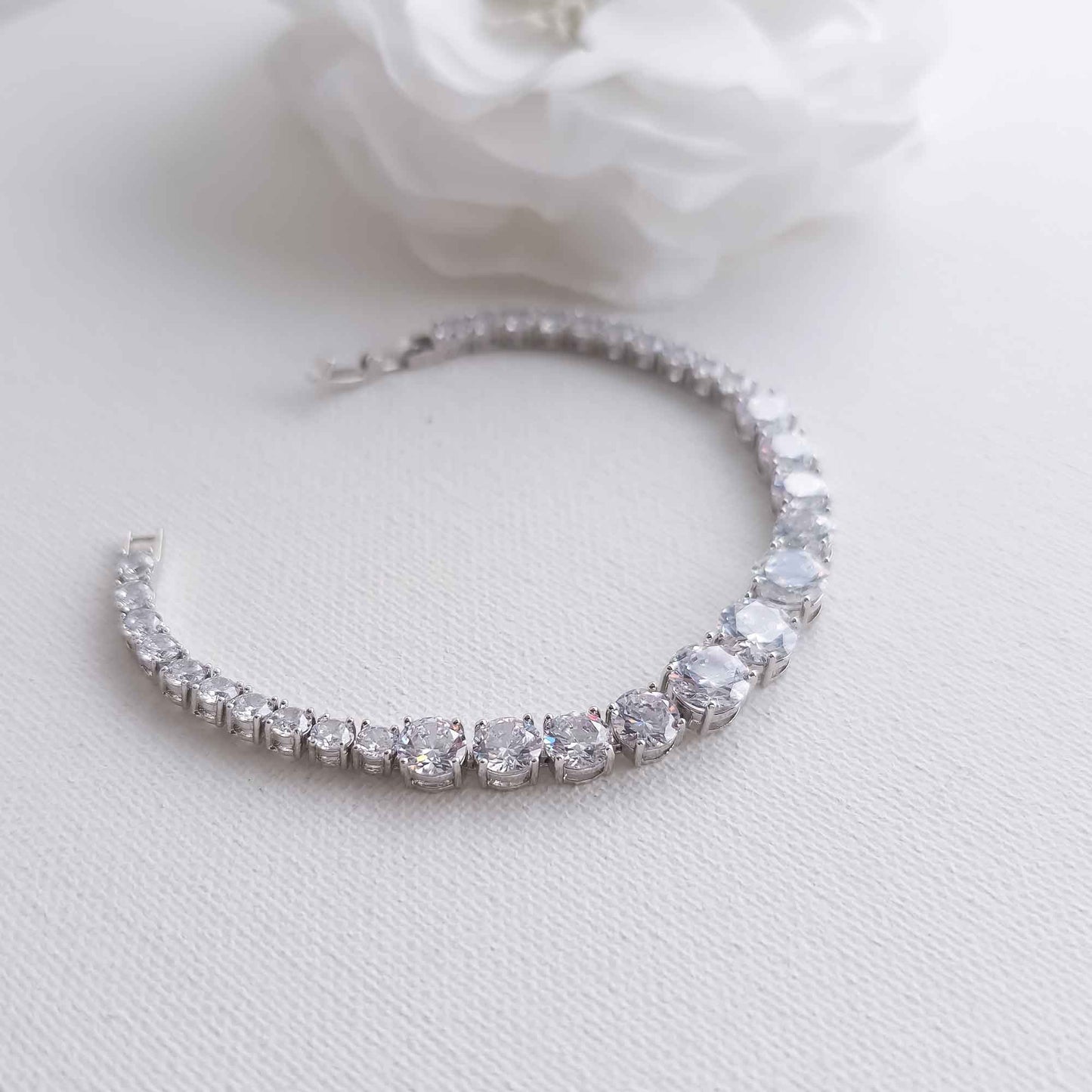 Silver Graduated Tennis Bracelet - Nora