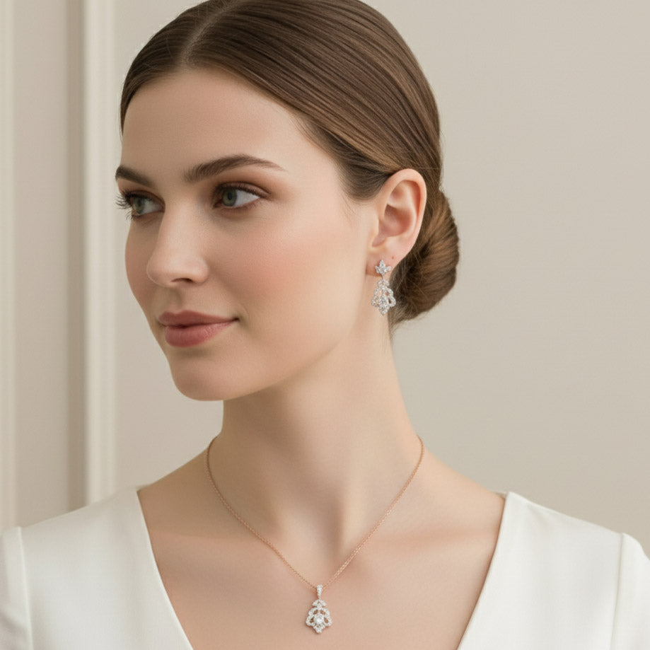 Rose Gold Vintage Earrings for Brides and Bridesmaids- Norma