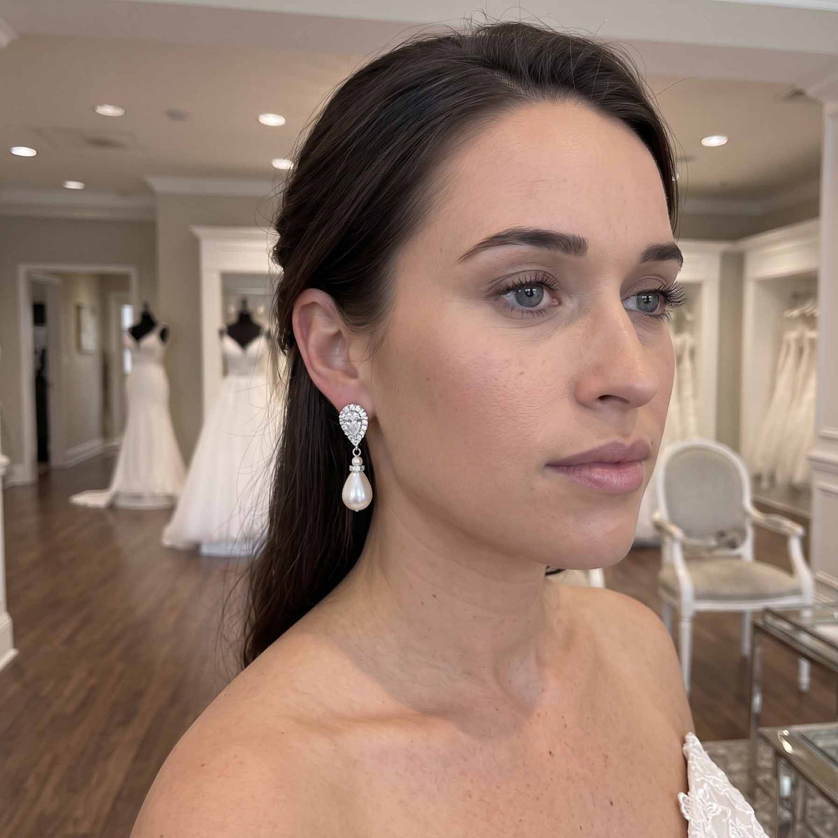 Gold Pearl Drop Earrings-Penelope