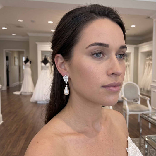 Gold Pearl Drop Earrings-Penelope