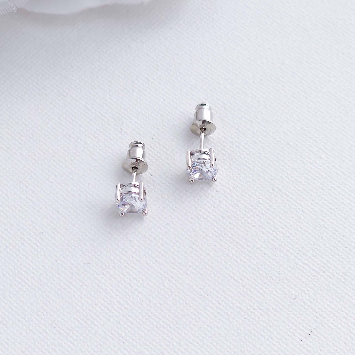 Simple Round CZ Stud Earrings-Liv