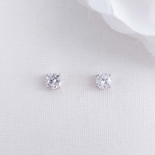 Simple Round CZ Stud Earrings-Liv