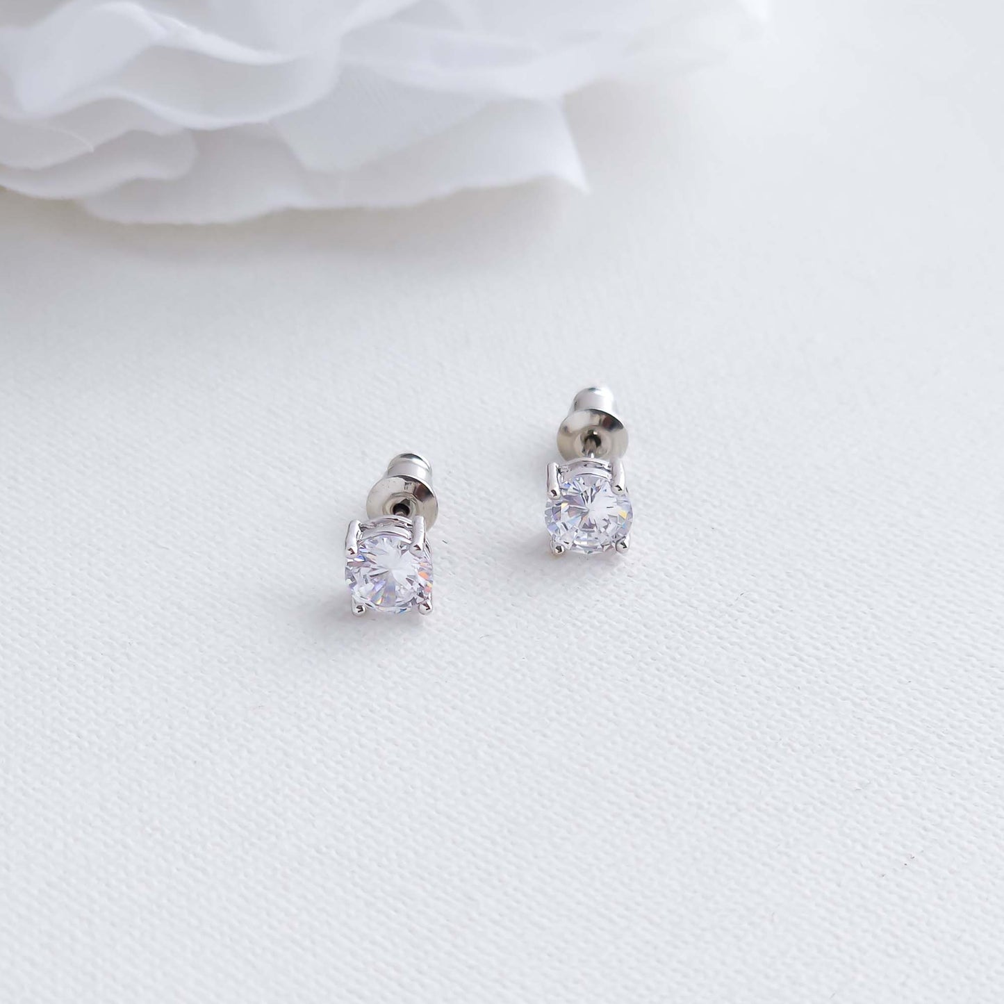 Simple Round CZ Stud Earrings-Liv