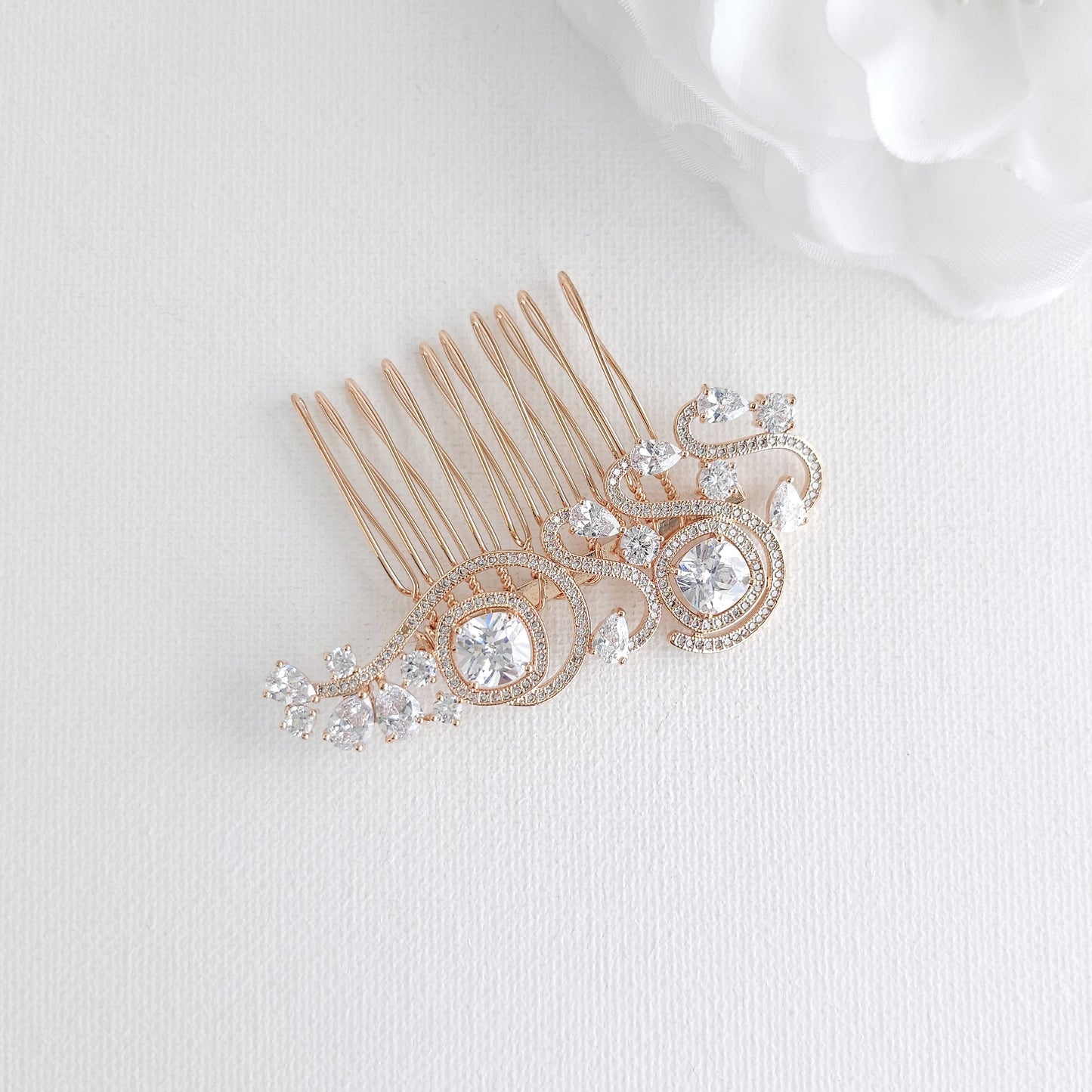 Small Bridal Comb for Veil | Cubic Zirconia Wedding Hair Piece-Casey
