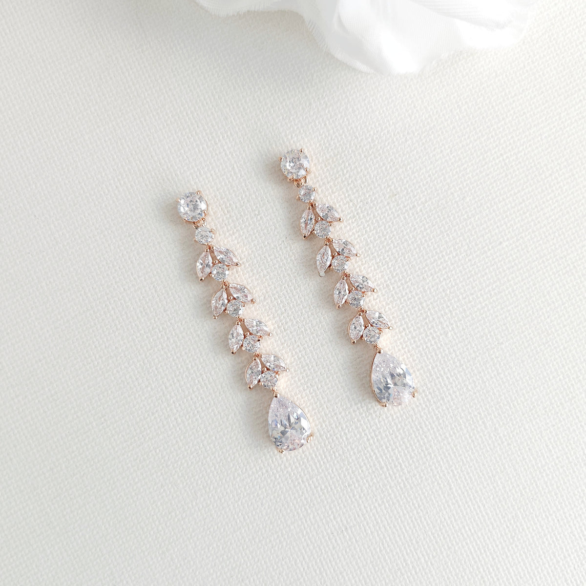 Marquise Crystal Bridal Earrings in Gold - Kira