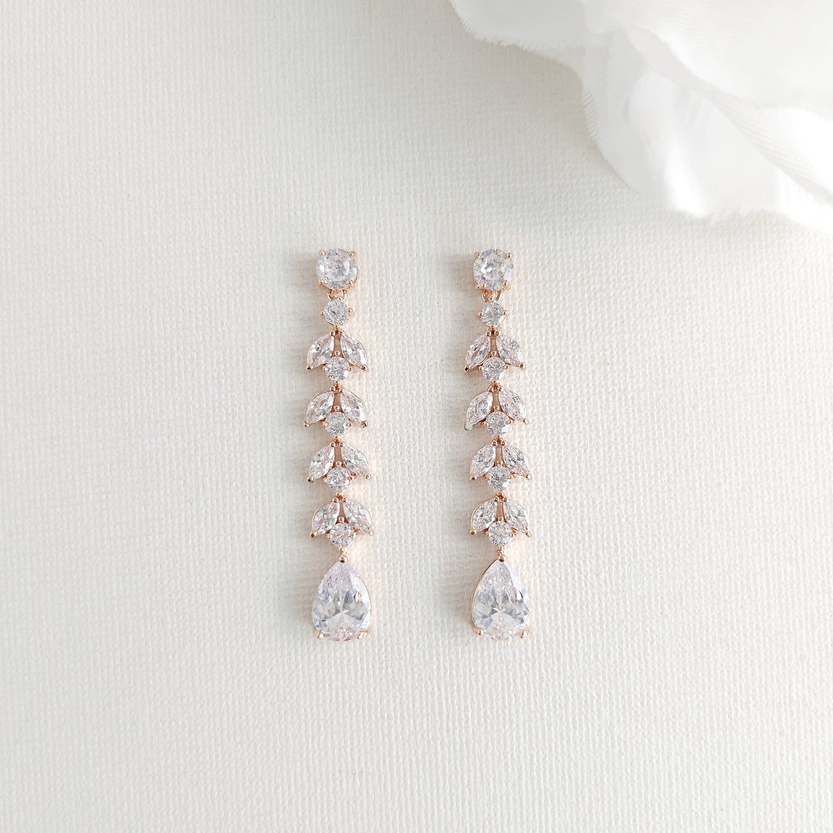 Marquise Crystal Bridal Earrings in Gold - Kira