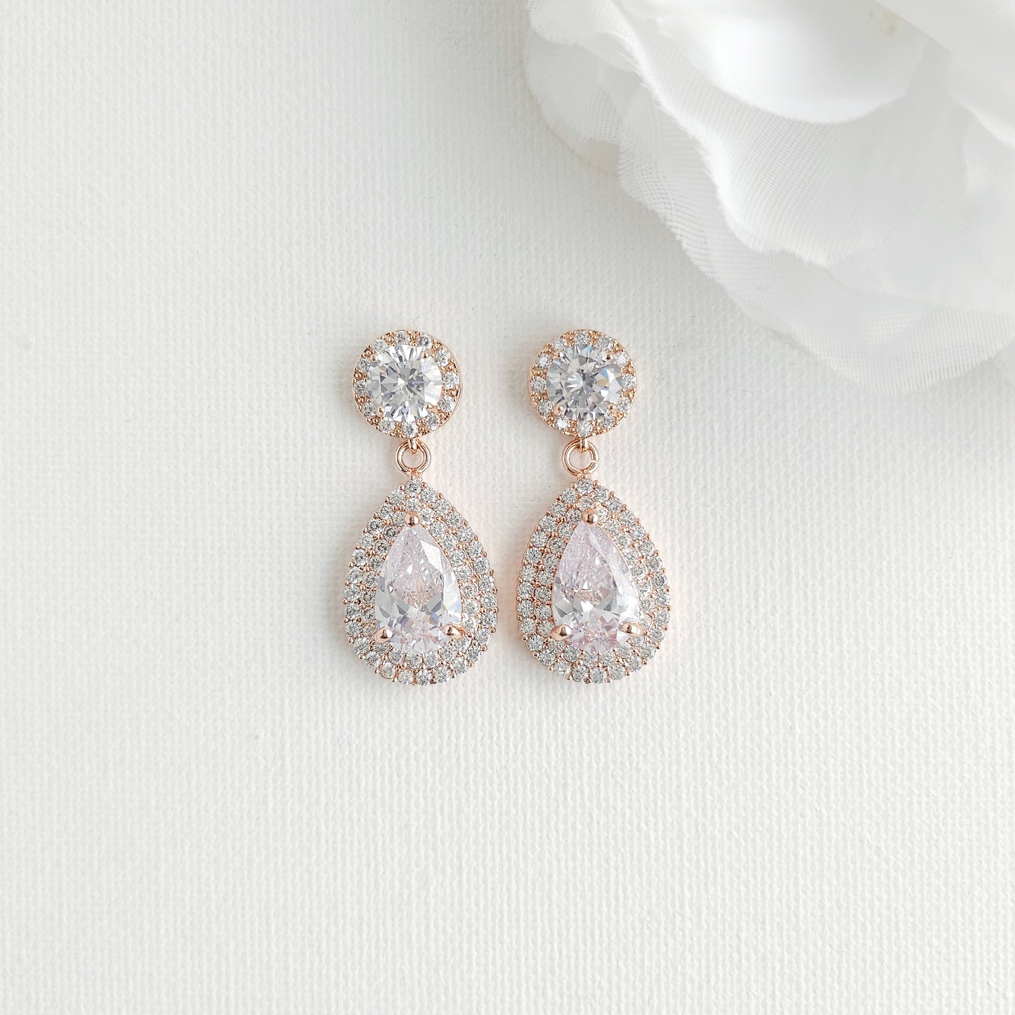 Gold Vintage-Inspired Teardrop Earrings | Statement Double Halo Drop - Grace