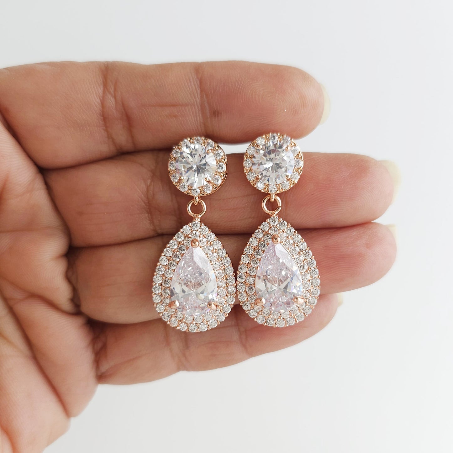 Gold Vintage-Inspired Teardrop Earrings | Statement Double Halo Drop - Grace