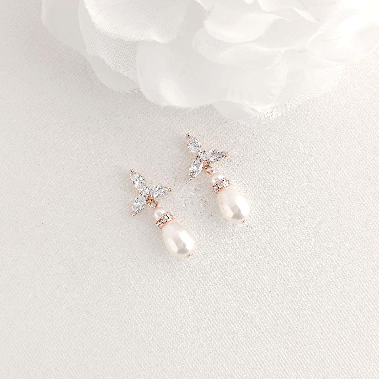 Elegant Pearl Weddings Earrings:For an Delicate Wedding Day Look- Flora