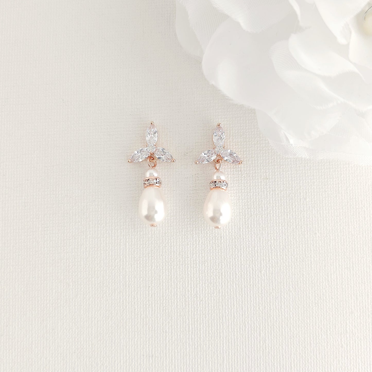 Elegant Pearl Weddings Earrings:For an Delicate Wedding Day Look- Flora