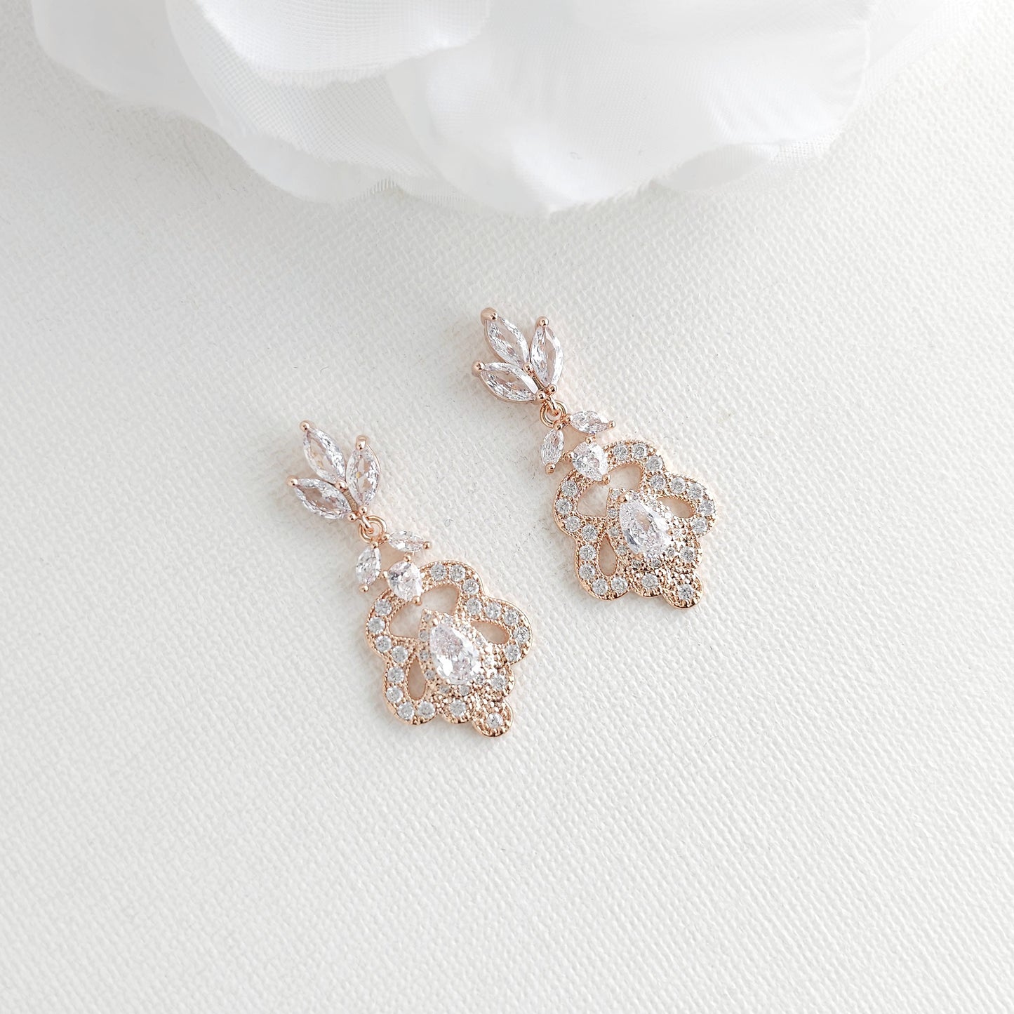 Rose Gold Vintage Earrings for Brides and Bridesmaids- Norma