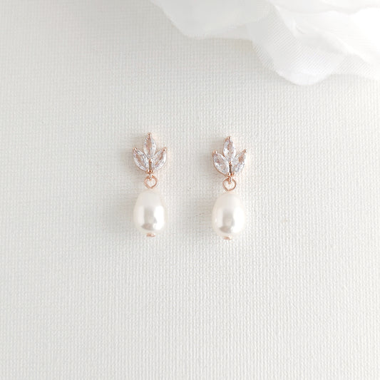 Rose Gold Delicate Pearl Drop Earrings for All Occasions- Vera