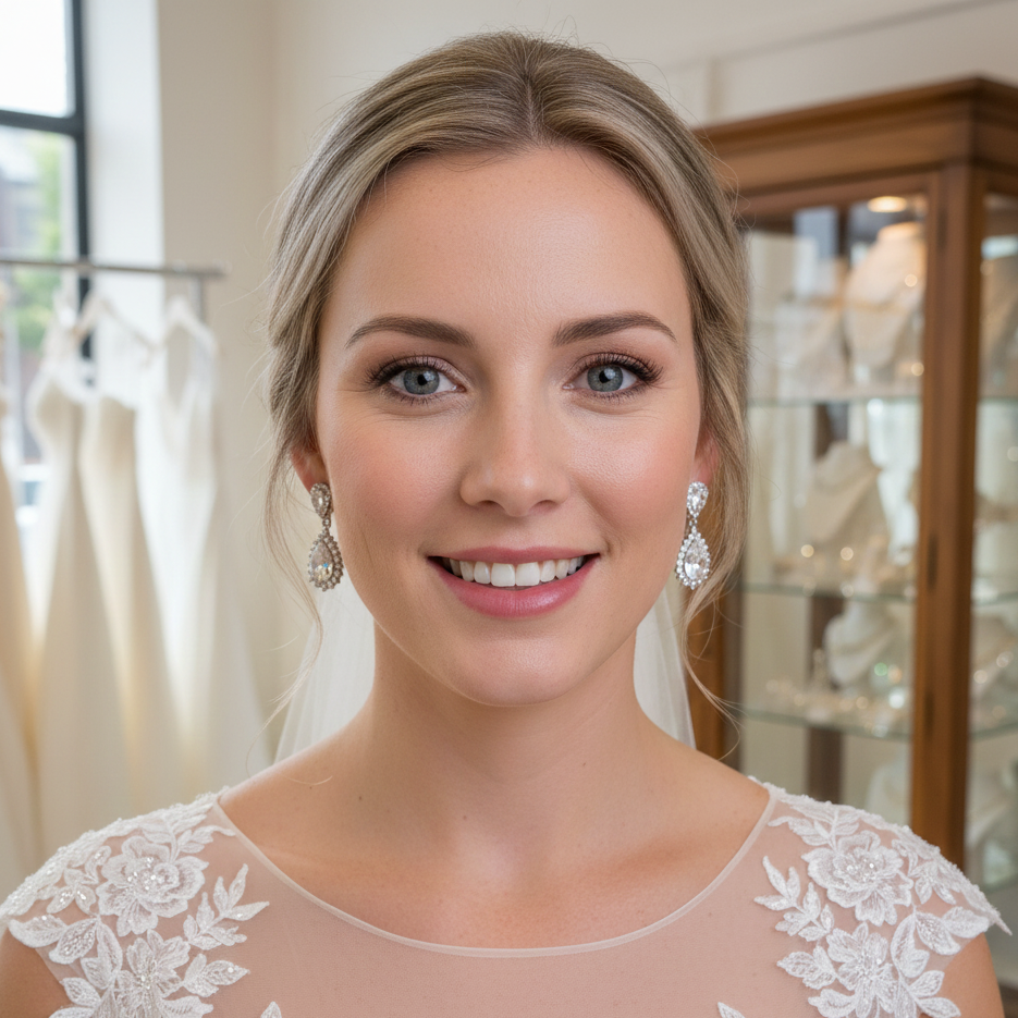 Classic Gold Crystal Teardrop Bridal Earrings - Raya
