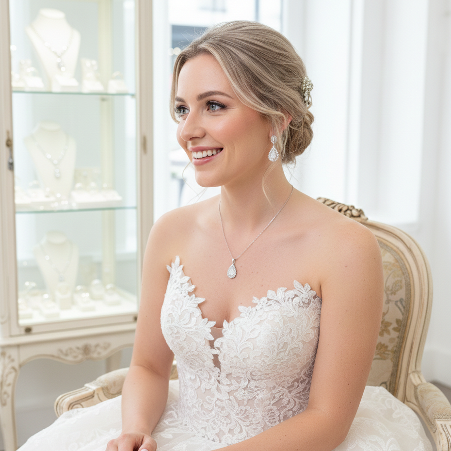 Classic Gold Crystal Teardrop Bridal Earrings - Raya