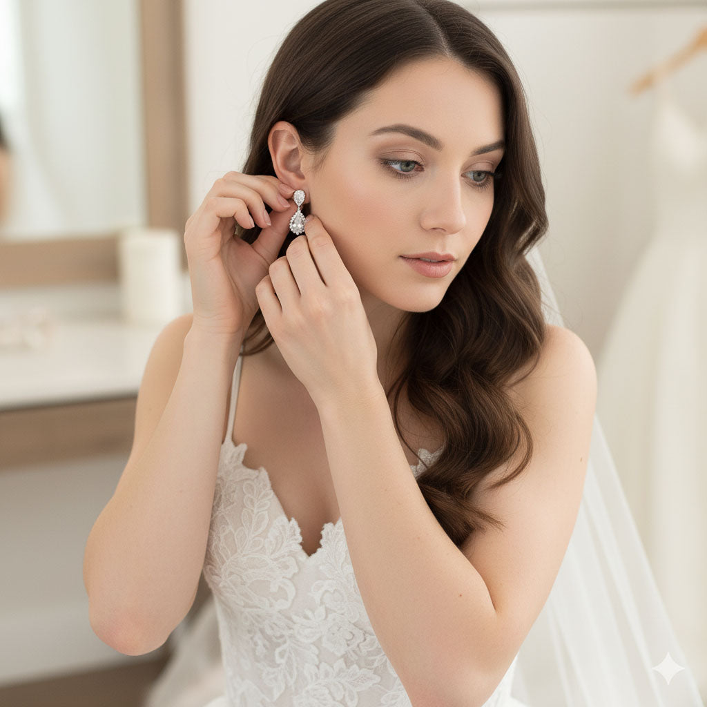 Boucles d'oreilles en forme de larme plaquées or pour les mariées et les femmes-Raya