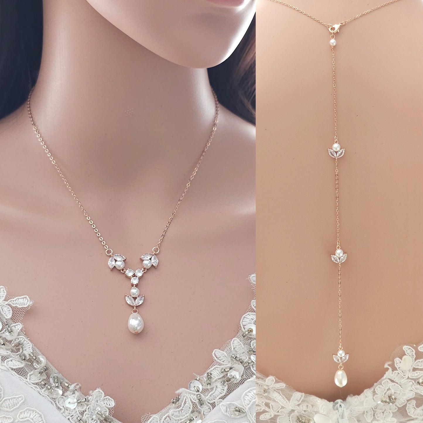 Ensemble de Bijoux de Mariée Simple-3 Pièces- Argent & Perle- Leila