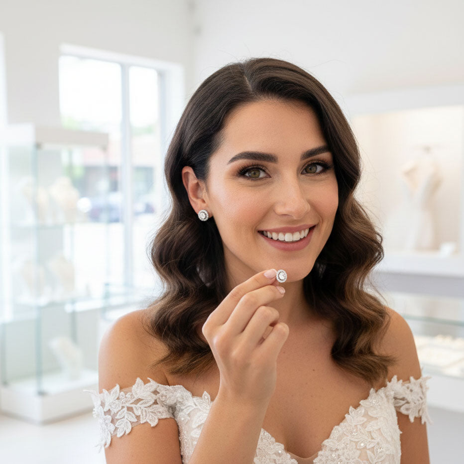 Round Stud Earrings Silver- Denise