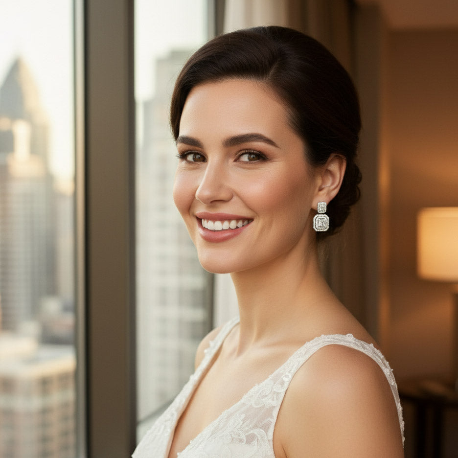 Art Deco Style Clip On Earrings for Weddings and Events-Sherri