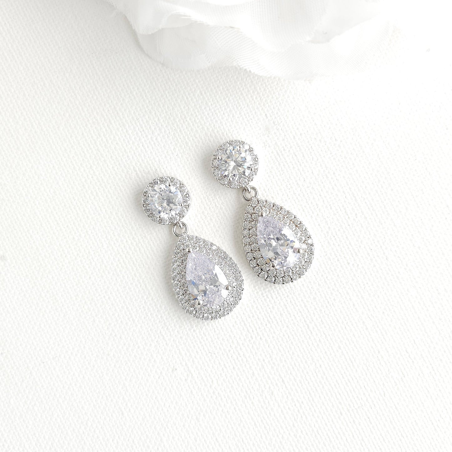Gold Vintage-Inspired Teardrop Earrings | Statement Double Halo Drop - Grace