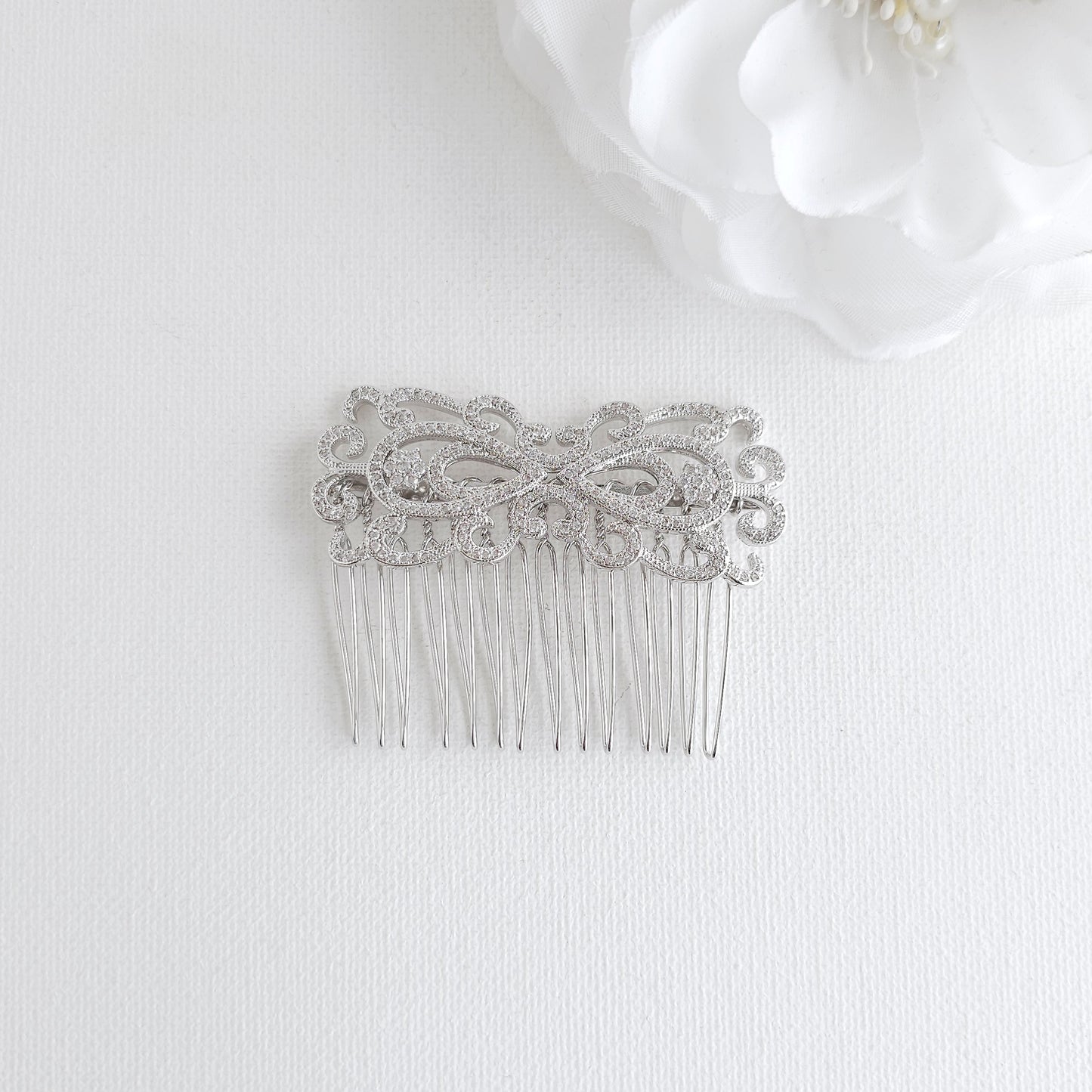 Art Deco Vintage Bridal Hair Comb | Filigree CZ Wedding Hair Piece - Arletty