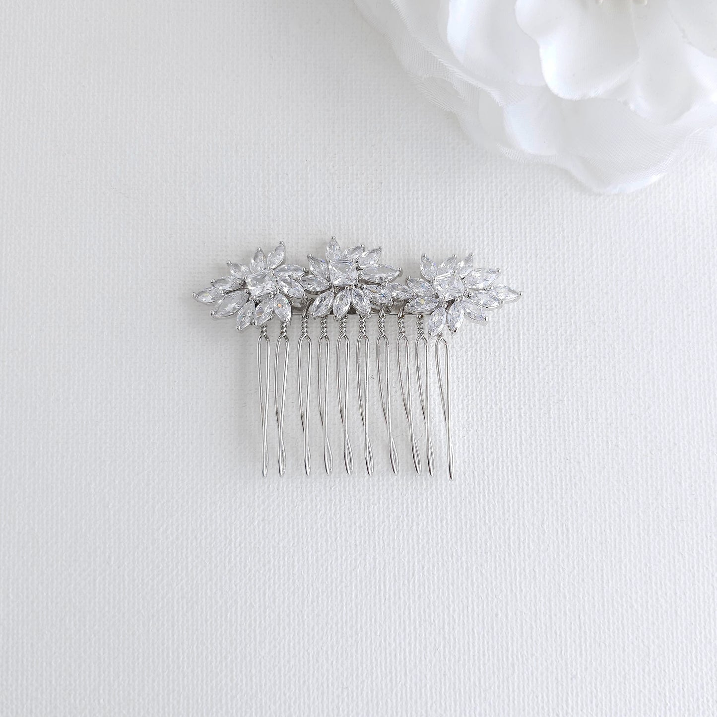 Rose Gold Small Hair Combs for Brides | CZ Wedding Veil Comb - Bridget