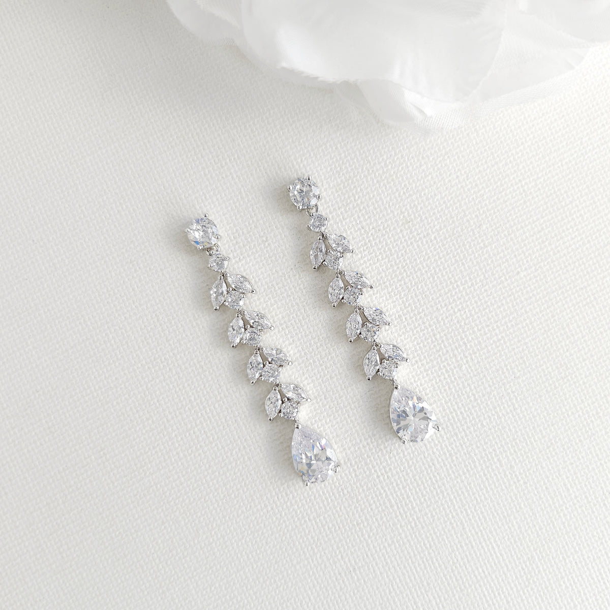 Marquise Bridal Earrings in Rose Gold- Kira