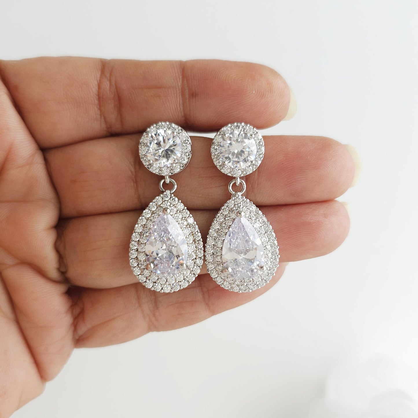 Gold Vintage-Inspired Teardrop Earrings | Statement Double Halo Drop - Grace