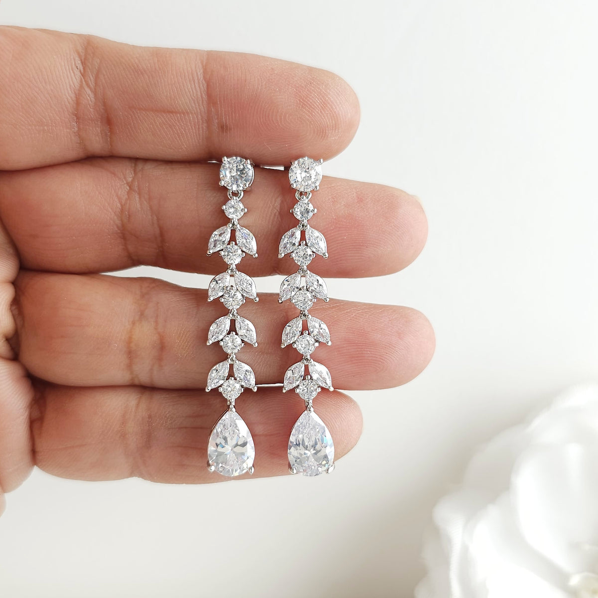 Marquise Crystal Bridal Earrings in Gold - Kira