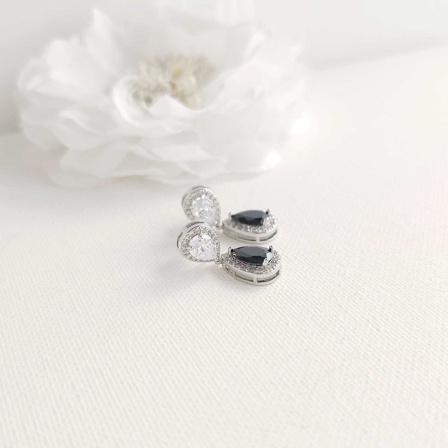 Black & Gold Teardrop Clip On Earrings for Unpierced Ears-Zoe