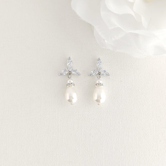 Elegant Pearl Weddings Earrings:For an Delicate Wedding Day Look- Flora