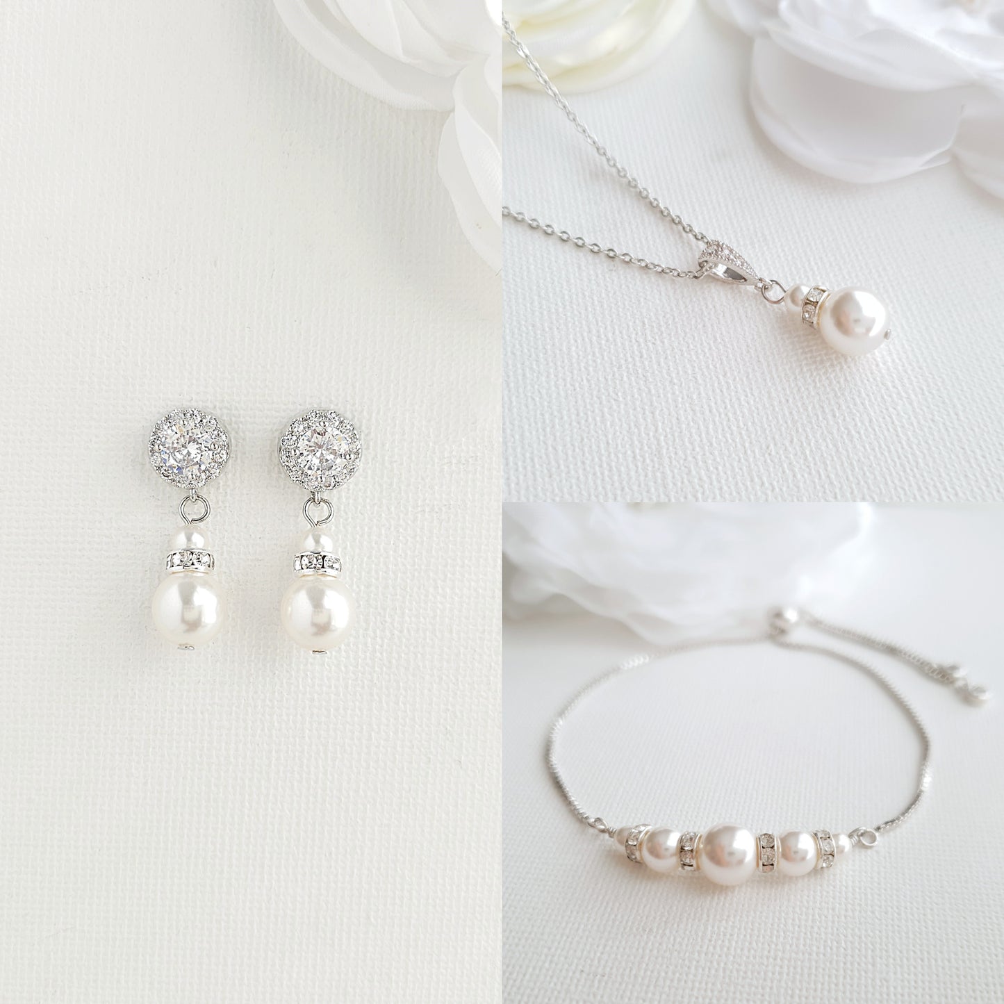 Simple Pearl Jewelry Set for Brides and Bridal Party-AVA