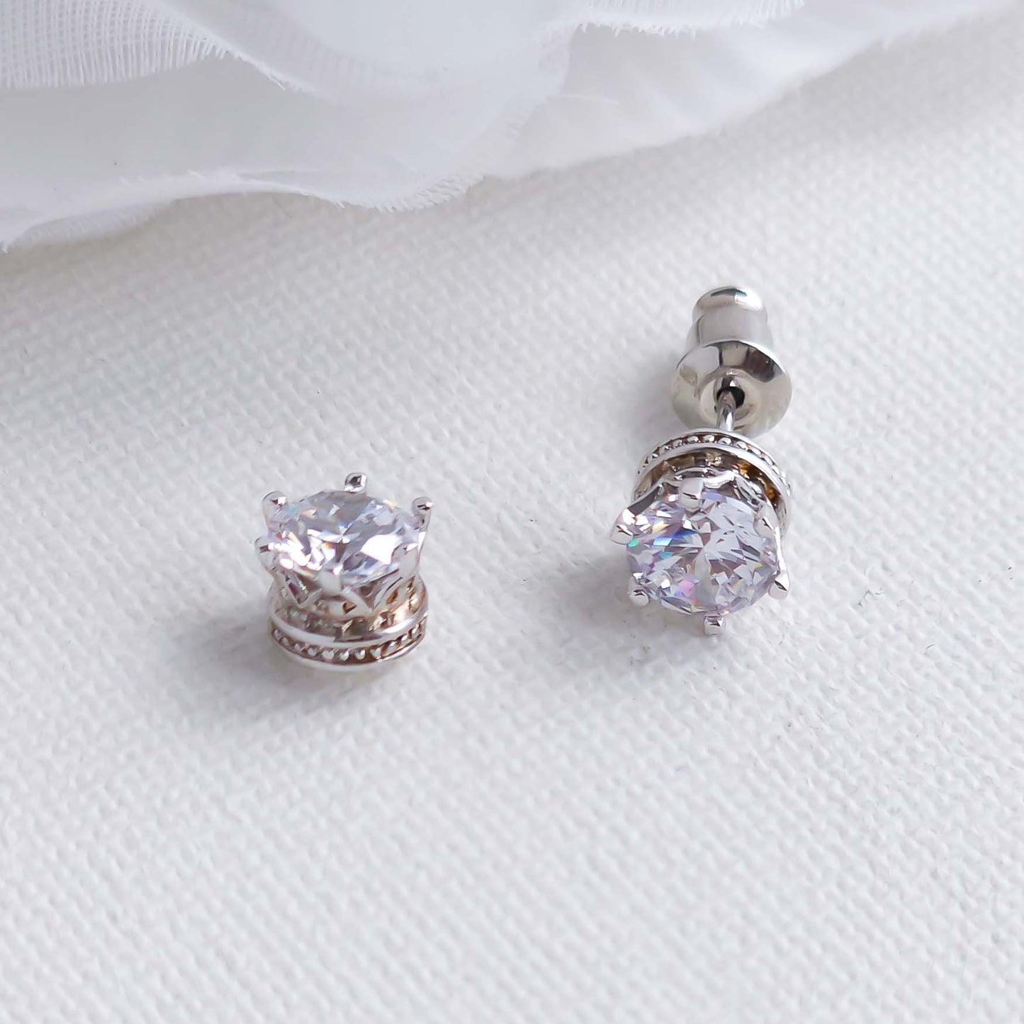 Simple CZ Stud Earrings Silver-Emery