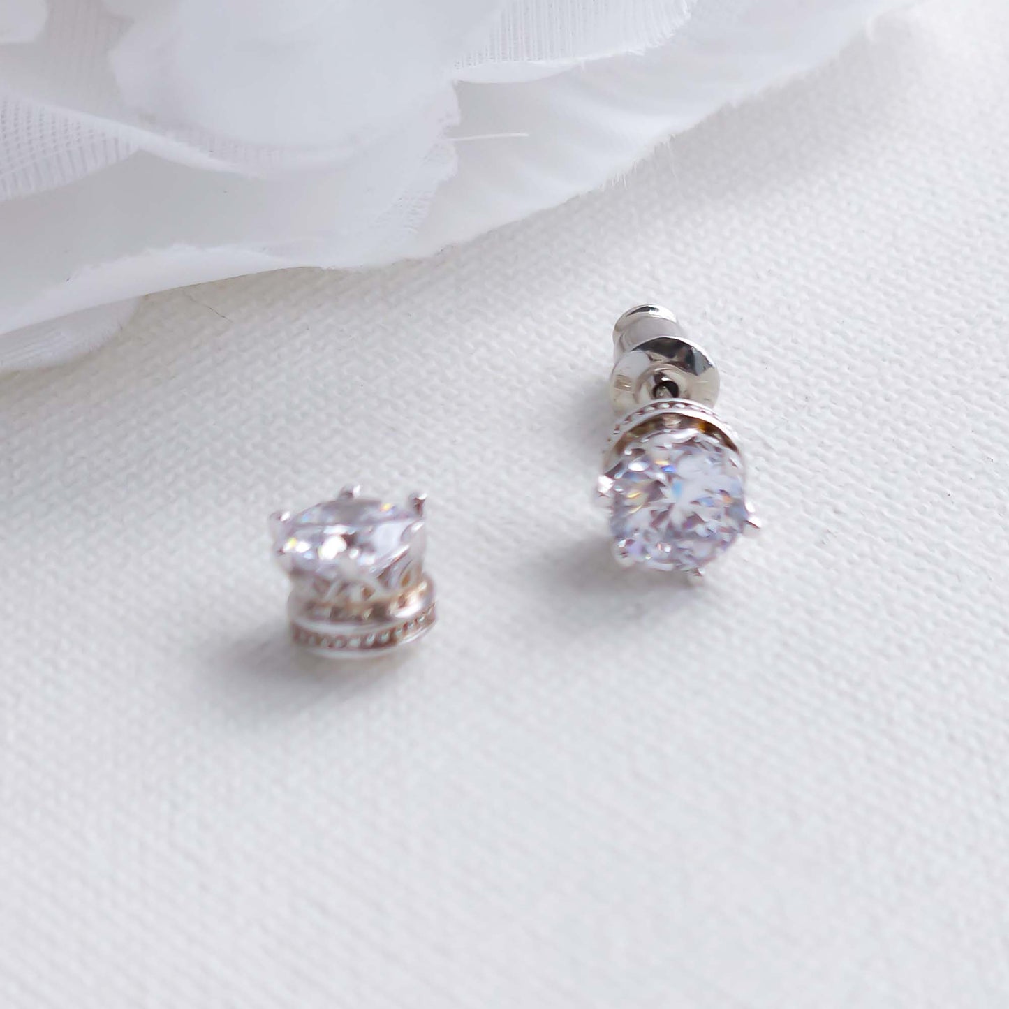 Simple CZ Stud Earrings Silver-Emery