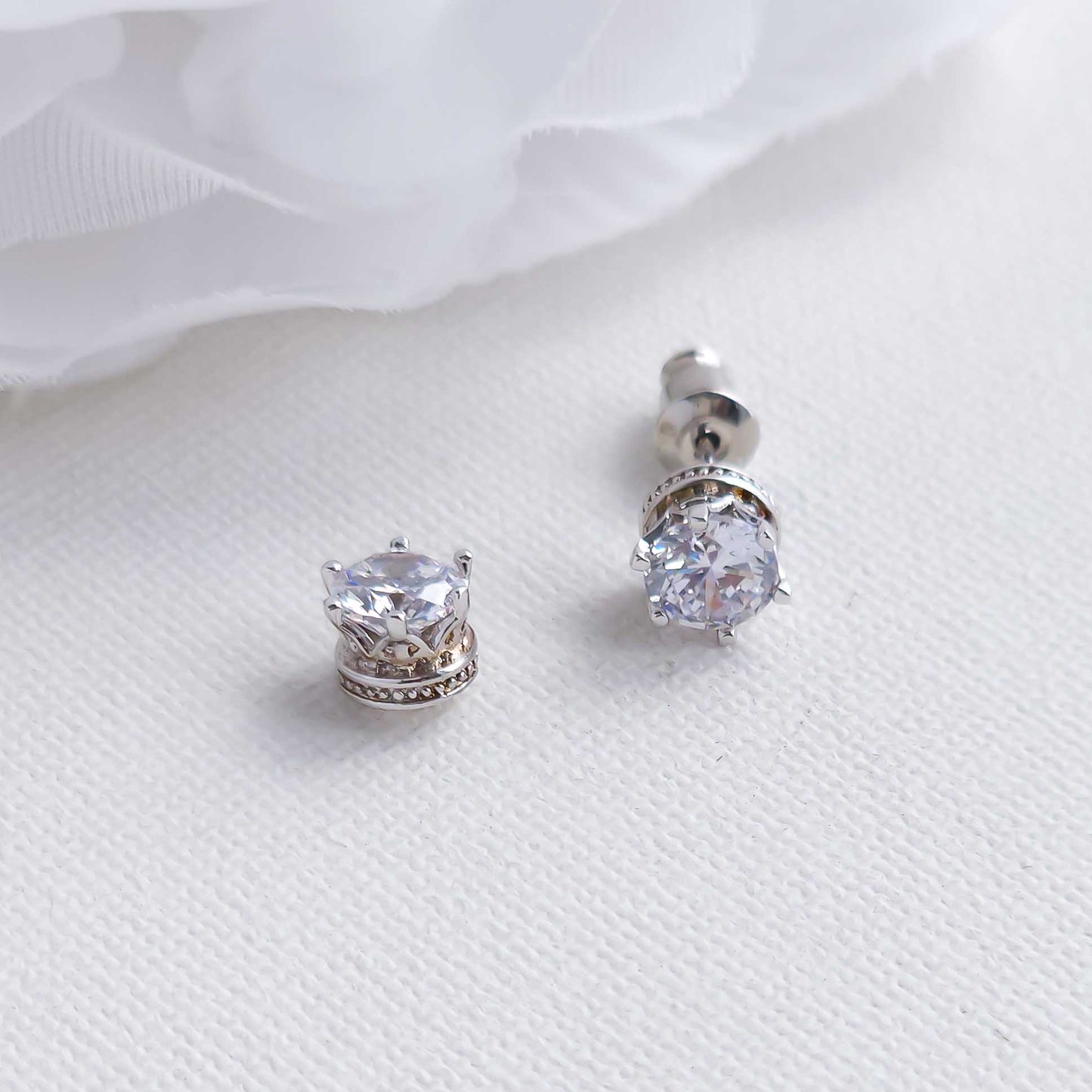 Simple CZ Stud Earrings Silver-Emery