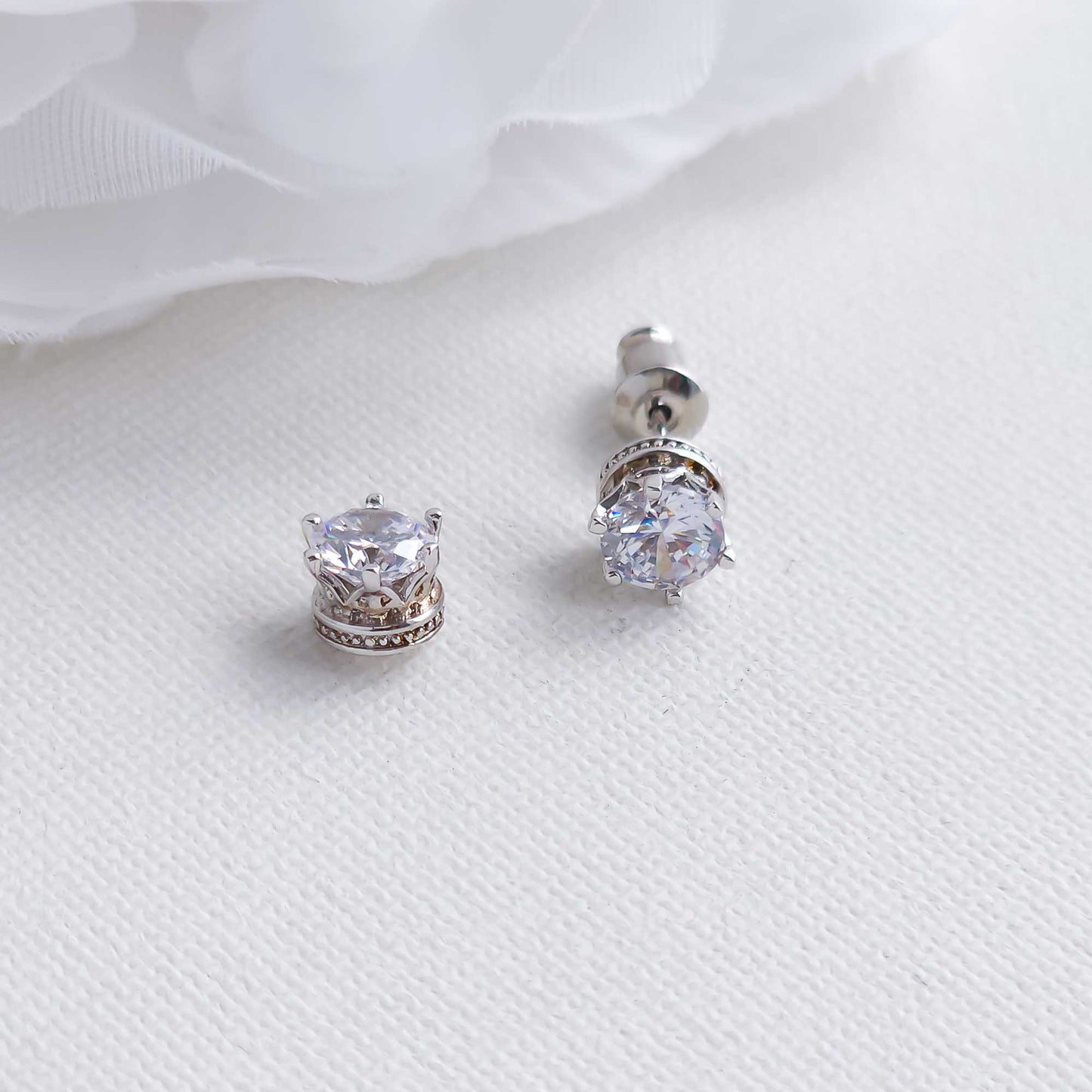 Simple CZ Stud Earrings Silver-Emery